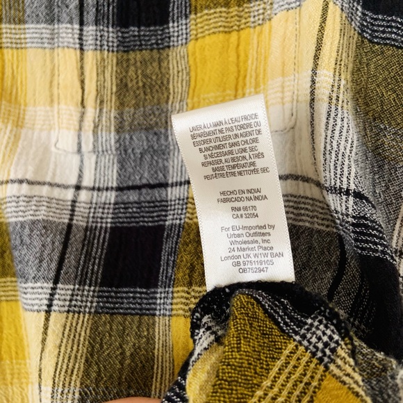 Anthro Maeve Embroidered Yellow Plaid Button Down - Picture 7 of 8